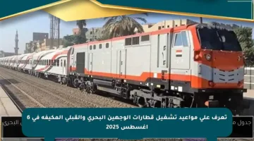 تعرف على مواعيد تشغيل قطارات الوجهين البحري والقبلي المكيفة في 6 أغسطس 2025